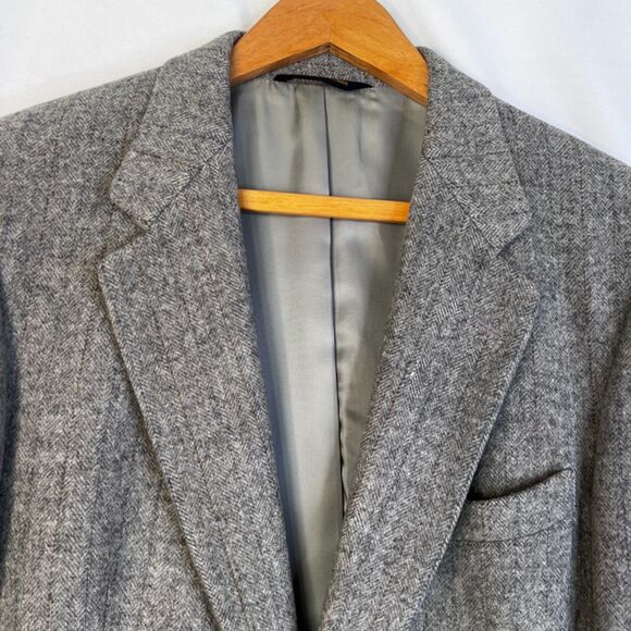 Aldo Rossini Camel Hair & Wool Career Blazer Sport Coat Gray Pin Striped Sz 38R - Picture 2 of 14